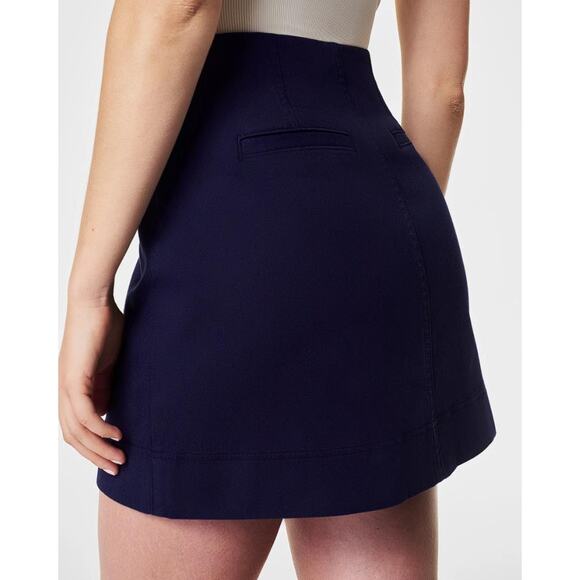 SPANX Women's Stretch Twill Mini Skirt Size S In Lapis Blue - Picture 2 of 15